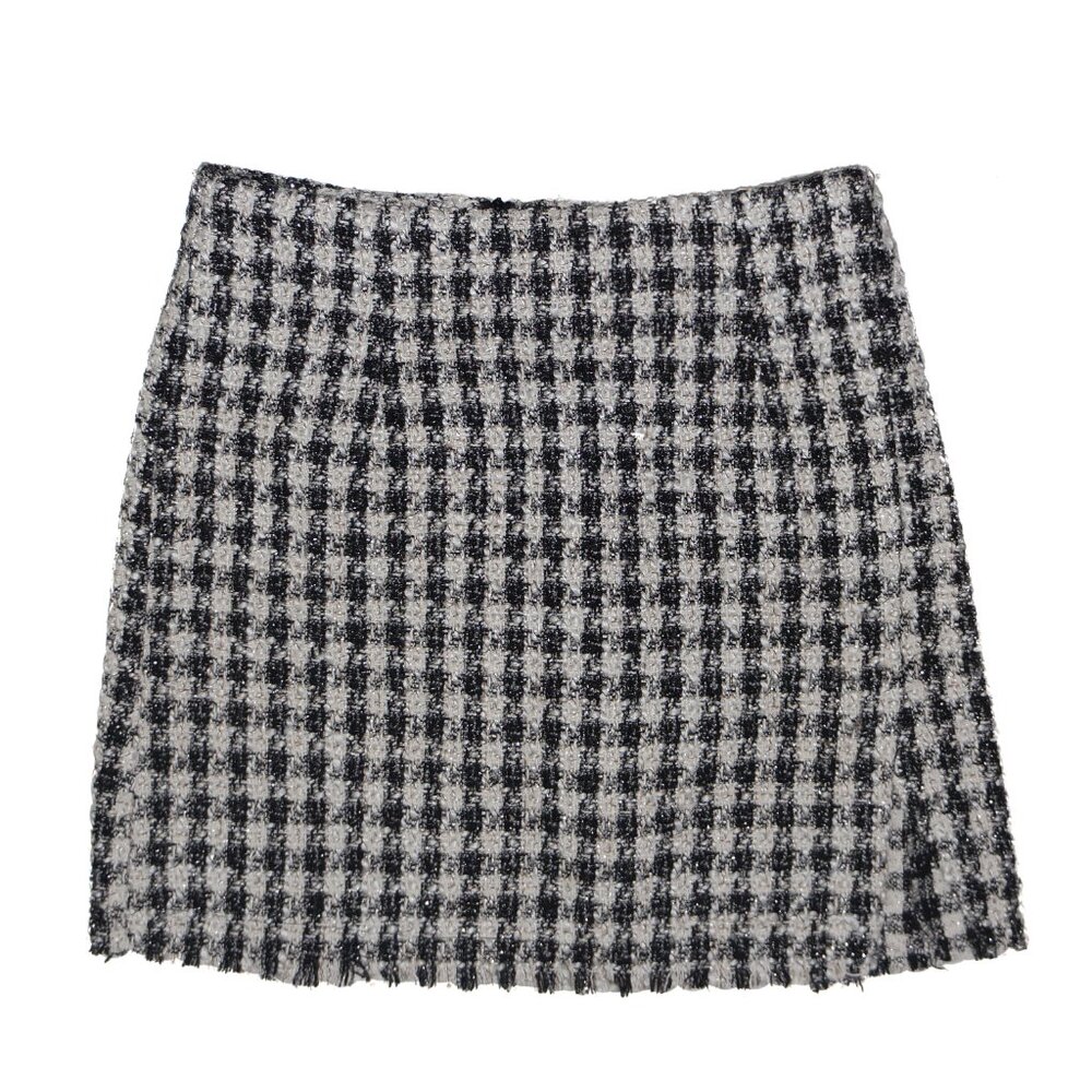 Blue B Collection Black White Office Preppy Tweed Mini Pencil Skirt  Size S